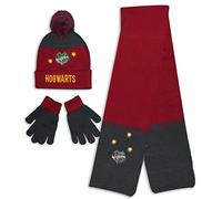 Harry Potter Hogwarts Conjunto Bufanda + Gorro + Guantes para Niño (Burdeos, 52 cm)