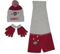 HARRY POTTER Hogwarts - Conjunto de bufanda + sombrero + guantes para bebé (gris, 54 cm), gris