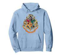 Harry Potter Hogwarts Crest Gold Sudadera con Capucha, Unisex para Adultos, Azul Polvoriento, S