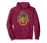 Harry Potter Hogwarts Crest Gold Sudadera con Capucha, Unisex para Adultos, Granate, XXL