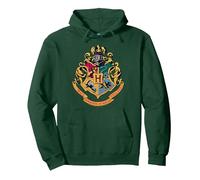 Harry Potter Hogwarts Crest Gold Sudadera con Capucha, Unisex para Adultos, Verde Bosque, XXL