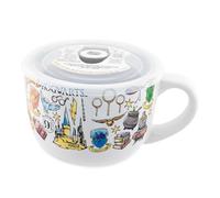 Harry Potter Hogwarts Destination - Taza de sopa con tapa ventilada, capacidad para 24 onzas