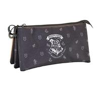 Harry Potter Hogwarts-Estuche Portatodo Triple FAN, Negro, 23 x 11 cm