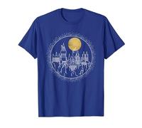 Harry Potter Hogwarts Full Moon Line Art Camiseta, Hombre, Azul Real, S