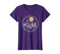 Harry Potter Hogwarts Full Moon Line Art Camiseta, Mujer, Morado, S