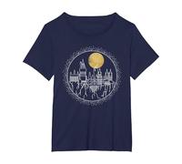 Harry Potter Hogwarts Full Moon Line Art Camiseta, Mujer Tallas Grandes, Azul Marino, 1XL Grande