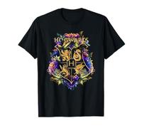 Harry Potter Hogwarts Multi-Colored Floral Crest Camiseta
