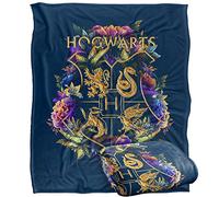HARRY POTTER Hogwarts Multi-Colored Floral Crest Manta súper Suave con Tacto Sedoso - 152 x 127 cm
