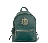 Harry Potter House Backpack Collection, cuero granulado, insignia de escudo de metal, 4 casas - Gryffindor, Slytherin, Hufflepuff, Ravenclaw, Slytherin, Size Height 40CM, Length 28CM and width 14CM