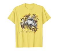 Harry Potter Hufflepuff Floral Badger Mascot Camiseta, Hombre, Limón, L