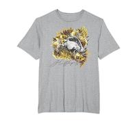 Harry Potter Hufflepuff Floral Badger Mascot Camiseta, Hombre Tallas Grandes, Gris Jaspeado, 6X Alto