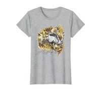 Harry Potter Hufflepuff Floral Badger Mascot Camiseta, Mujer, Gris Jaspeado, L
