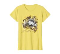 Harry Potter Hufflepuff Floral Badger Mascot Camiseta, Mujer, Limón, XS