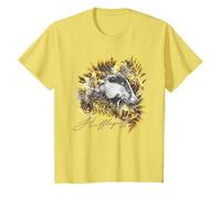 Harry Potter Hufflepuff Floral Badger Mascot Camiseta, Niños, Limón, 3 años
