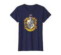 Harry Potter Hufflepuff House Crest Camiseta, Mujer, Azul Marino, S