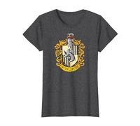Harry Potter Hufflepuff House Crest Camiseta, Mujer, Jaspeado Oscuro, 3XL