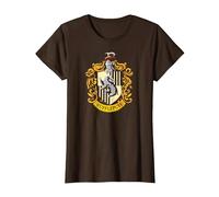 Harry Potter Hufflepuff House Crest Camiseta, Mujer, Marrón, S