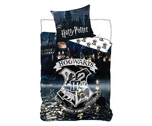 Harry Potter Juego de cama reversible Hogwarts Glow in The Dark, 2 piezas, 135 x 200 cm, 80 x 80 cm, 100% algodón