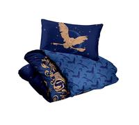 Harry Potter - Juego de Funda nórdica para Cama Individual + Funda de Almohada, 100% algodón, Color Azul, Producto Oficial (no Contiene sábana Bajera Ajustable)