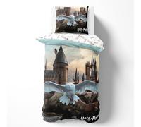 Harry Potter - Juego de ropa de cama (140 x 200 cm, algodón, 1 funda de almohada de 63 x 63 cm y funda nórdica de 140 x 200 cm), diseño de búho Hedwig