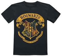 Harry Potter Kids - Hogwarts Crest Unisex Camiseta Negro 140 100% algodón