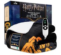 Harry Potter Manta Electrica Doble 150x200cm, Manta Invierno Sherpa, 9 Niveles de Calor, Temporizador 12h y Protección contra Sobrecalentamiento (Negro Harry Potter, Doble EU)