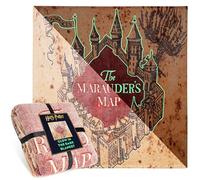 Harry Potter Manta Que Brilla en la Oscuridad 130x150cm con Mapa del Merodeador, Se Ilumina Tras 10-30 Minutos de Luz, Manta para Cama y Sofá, Hogwarts Regalos Originales