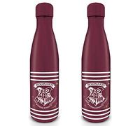 HARRY POTTER Metal Drinks Bottle Hogwarts Crest & Stripes 540ml - Official Merch