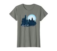 Harry Potter Moon Hogwarts Castle Painted Camiseta, Mujer, Verde Militar Jaspeado, S