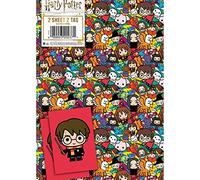 Harry Potter - Papel de regalo, 6 hojas, 6 etiquetas, tamaño de la hoja, 70 x 50 cm, producto oficial