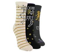 Harry Potter Paquete múltiple de 3 pares de calcetines Dobby is Free para mujer | Calcetines novedosos para regalo de mujer, multicolor, 4-8
