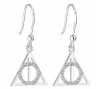 HARRY POTTER Pendientes colgantes de plata de ley con cristales de las Reliquias de la Muerte, talla única, Plata de ley, Crystal