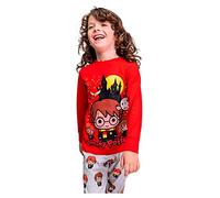 HARRY POTTER Pijama de Invierno Niño - Color Rojo y Gris - Talla 5 Años - Pijama Largo Fabricado en Algodón 100% - Producto Original Diseñado en España