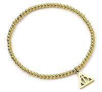 Harry Potter Pulsera de acero inoxidable con cuentas de bolas de oro de las Reliquias de la Muerte, talla única, Acero inoxidable, No es una piedra preciosa