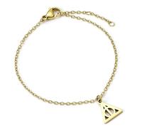 Harry Potter Pulsera de cadena de oro de acero inoxidable de las Reliquias de la Muerte, talla única, Acero inoxidable, No es una piedra preciosa
