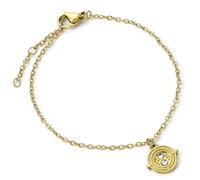 Harry Potter Pulsera de cadena dorada de acero inoxidable con giratiempo, talla única, Acero inoxidable, No es una piedra preciosa