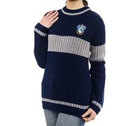 Harry Potter Ravenclaw Quidditch Jersey: Hogwarts House Ravenclaw Quidditch Uniforme Réplica de punto acanalado jersey de cuello redondo para hombres y mujeres, Azul, Plata, S