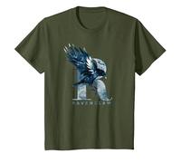 Harry Potter Ravenclaw Watercolour R Camiseta, Niños, Verde Oliva, 8 años