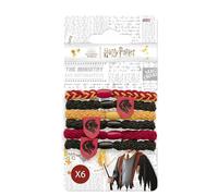 Harry Potter - Set de 6 gomas para el pelo Gryffindor - Peinados diarios - Colores y escudo de la casa - Rutina de belleza niños y adultos - Accesorios oficiales Hogwarts