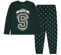 Harry Potter Slytherin Pijama de Dos Piezas de Manga Larga para niño, Verde 11-12 años