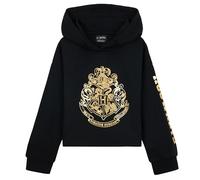 Harry Potter Sudadera con Capucha para Niña - Regalos Niñas (Negro/Oro Recortado, 11-12 años)