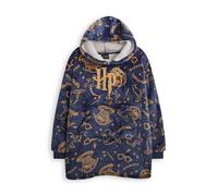 Harry Potter Sudadera con Capucha Tipo Manta portátil para niñas | Jersey de Forro Polar Sherpa con Capucha para niños en Azul Marino con Estampado Integral del Logotipo de HP Hogwarts