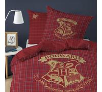 Harry Potter Tartan - Juego de cama infantil para 1 persona, 100% franela de algodón, Oeko-TEX | Funda nórdica de 140 x 200 cm + 1 funda de almohada de 63 x 63 cm, estampado reversible, color rojo