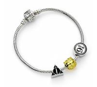 Harry Potter The Carat Shop Pulsera con abalorios de plata con reliquias de la muerte, brillante oro y carril 9 3/4-17 cm