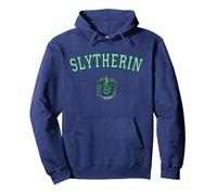 Harry Potter Varsity Slytherin Crest Sudadera con Capucha, Unisex para Adultos, Azul Marino, S