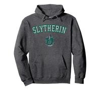 Harry Potter Varsity Slytherin Crest Sudadera con Capucha, Unisex para Adultos, Jaspeado Oscuro, L