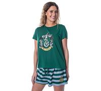 Harry Potter Women's Hogwarts Castle Slytherin Shirt and Shorts Sleepwear Pajama Set (Medium)