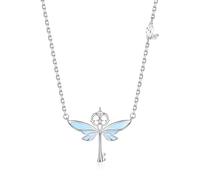 Harry Potter x FANCIME Kollaboration - Collar Flying Keys - Glow-in-the Dark Design, plata de ley, regalo para mujeres y niñas, 45 cm, Plata esterlina