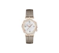Harry Williams Reloj de cuarzo para mujer, reloj de diamante para mujer, diseño octogonal de cristal, 3 manecillas, resistente al agua hasta 3 ATM, Blanco con correa gris, Reloj de lujo para mujer