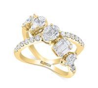 HARSHALI GEMS Anillo de media eternidad de moissanita para mujer en oro amarillo macizo de 14 quilates sobre plata, anillo de boda de eternidad de moissanita